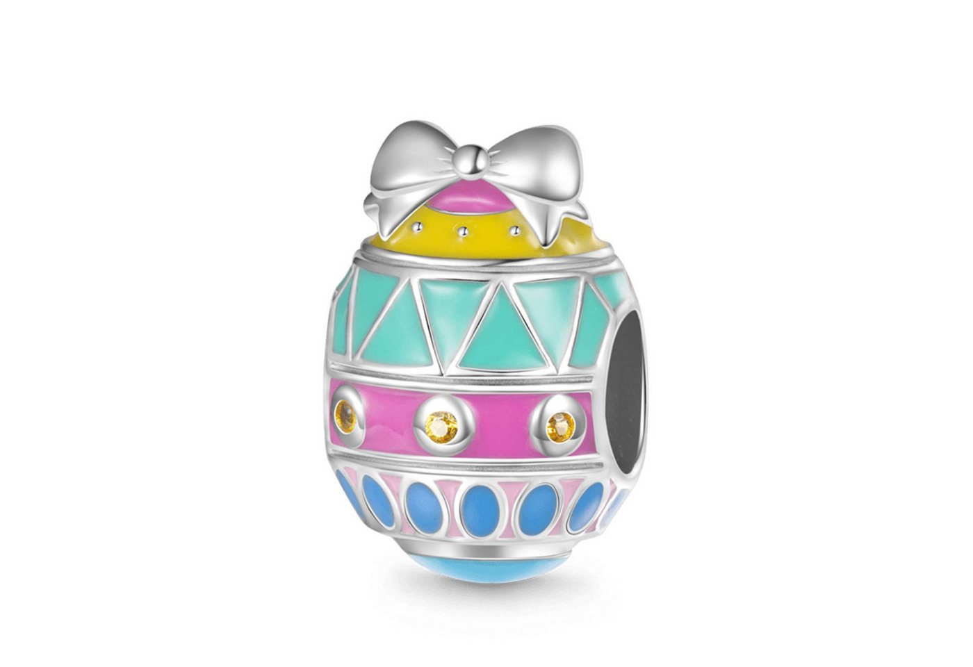 Gnoce Bead Gnoce Charm Buntes Ei mit Schleife HFC252 von Gnoce