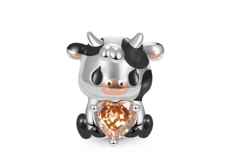Gnoce Bead Gnoce Charm Kuh mit Herz GJC079 Silber von Gnoce