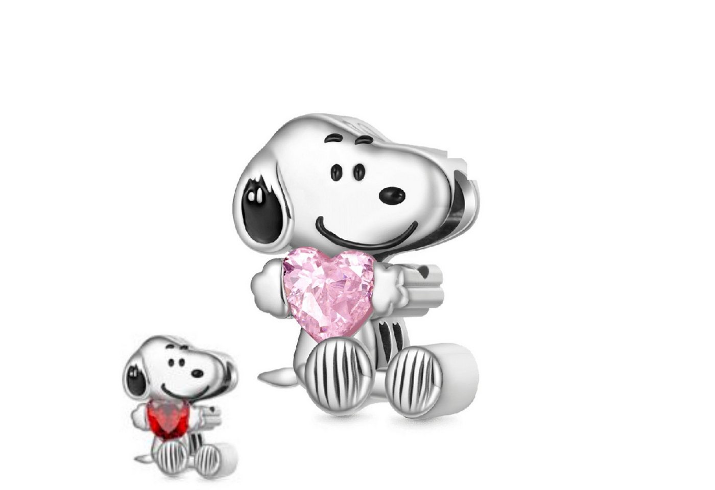 Gnoce Bead Gnoce Charm Snoopy mit Herz Geburtsstein Januar Silber JMC021 von Gnoce