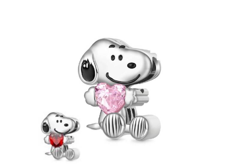 Gnoce Bead Gnoce Charm Snoopy mit Herz Geburtsstein Januar Silber JMC021 von Gnoce