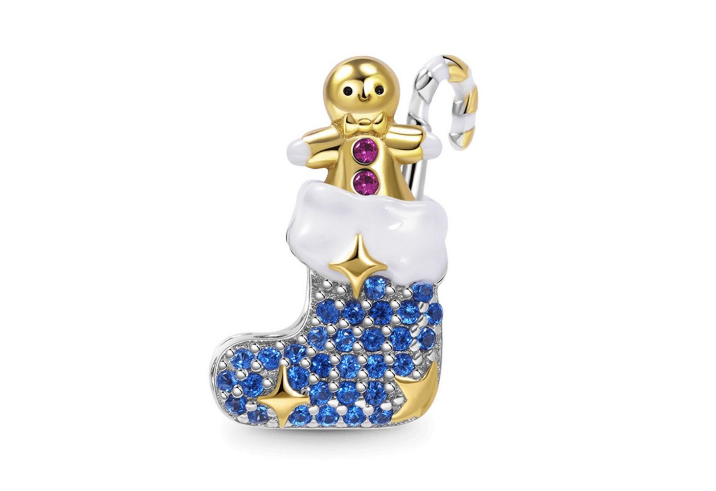 Gnoce Bead Gnoce Charm Weihnachtsstrumpf mit Lebkuchen Silber FOC042 von Gnoce