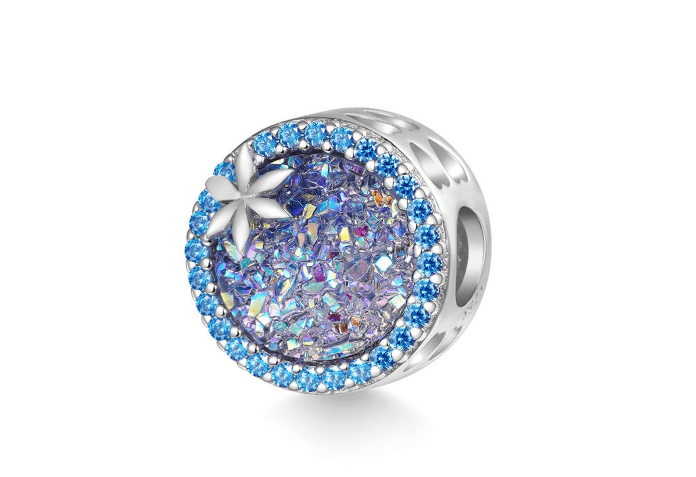 Gnoce Bead Gnoce Charm blaue Schneeflocke Silber HLC040 von Gnoce