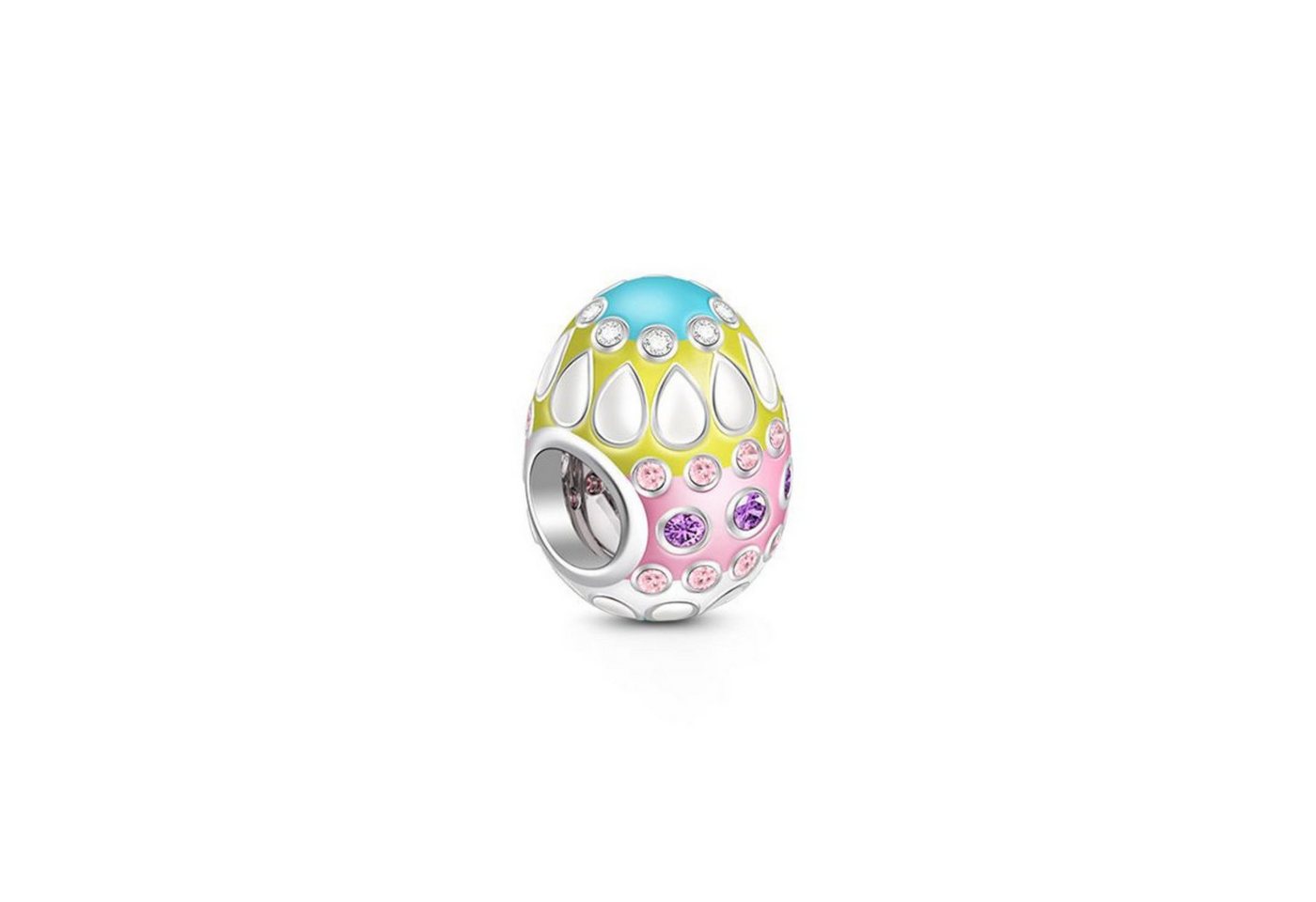 Gnoce Bead Gnoce Charm buntes Ei BSCS82 Silber von Gnoce