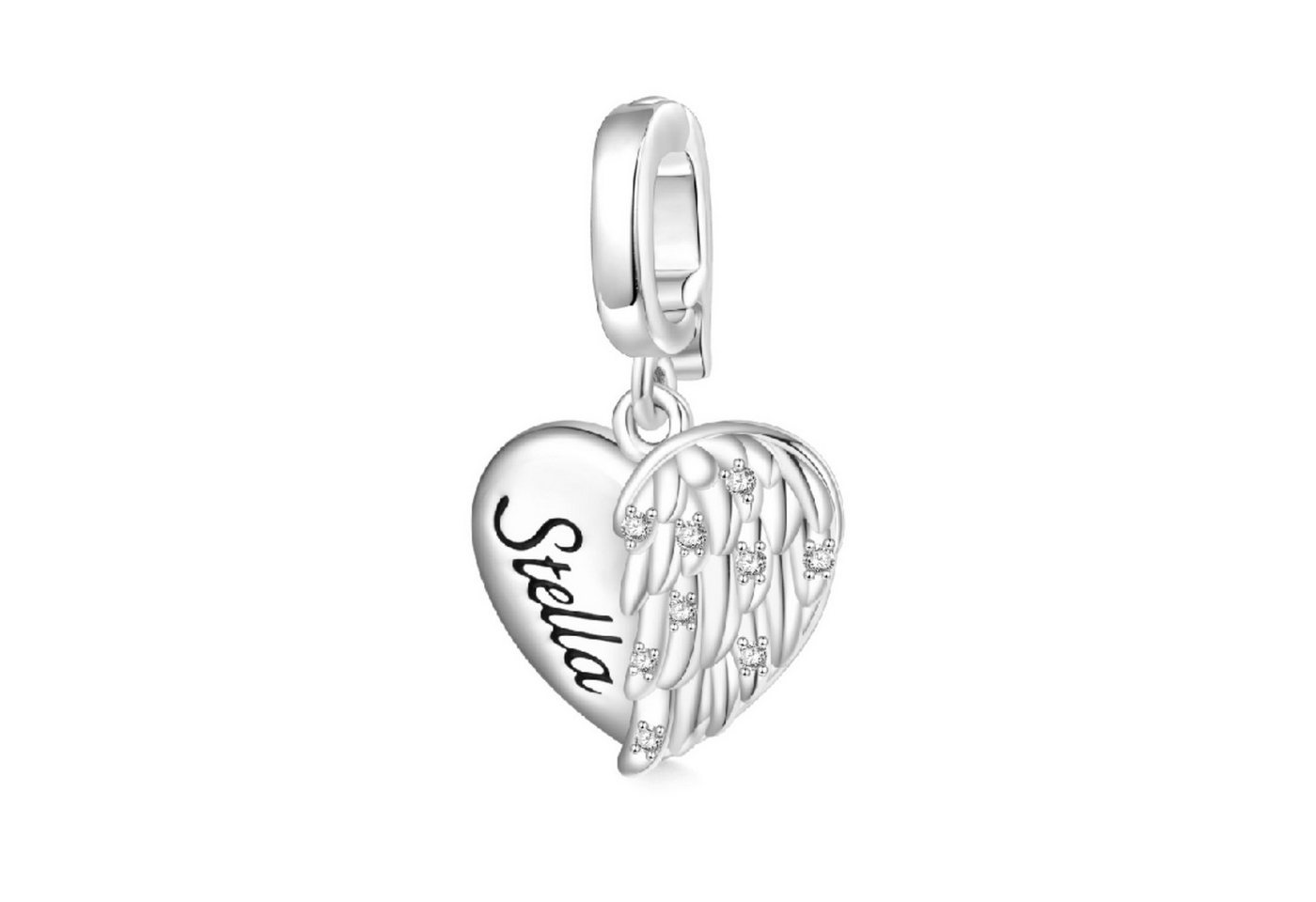 Gnoce Bead Gnoce Charm gravierbares Herz mit Flügel Silber IMC062 von Gnoce