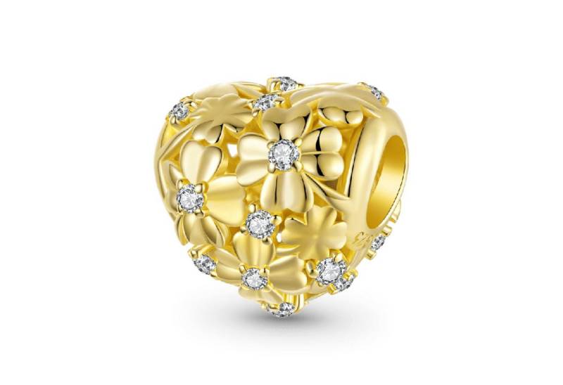 Gnoce Bead Gnoce Herz-Blüten Charm JLC192 Silber von Gnoce