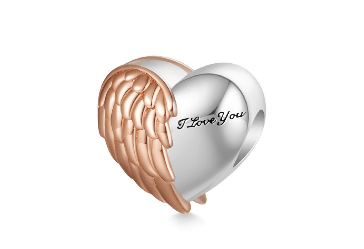 Gnoce Bead Gnoce Herz-Charm mit Flügel HSC013 Silber von Gnoce