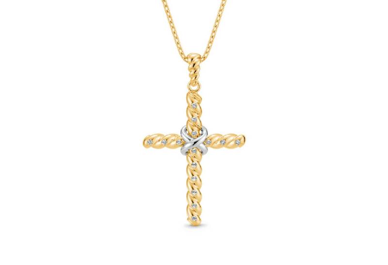 Gnoce Kette mit Anhänger Gnoce Halskette Kreuz DFDN037 Silber vergoldet von Gnoce