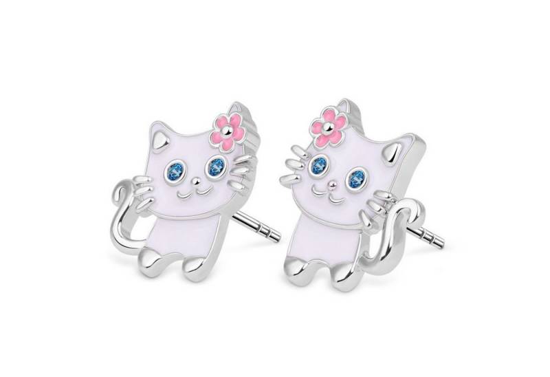 Gnoce Ohrring-Set Gnoce Ohrstecker Weiße Katze EAE015 Silber von Gnoce