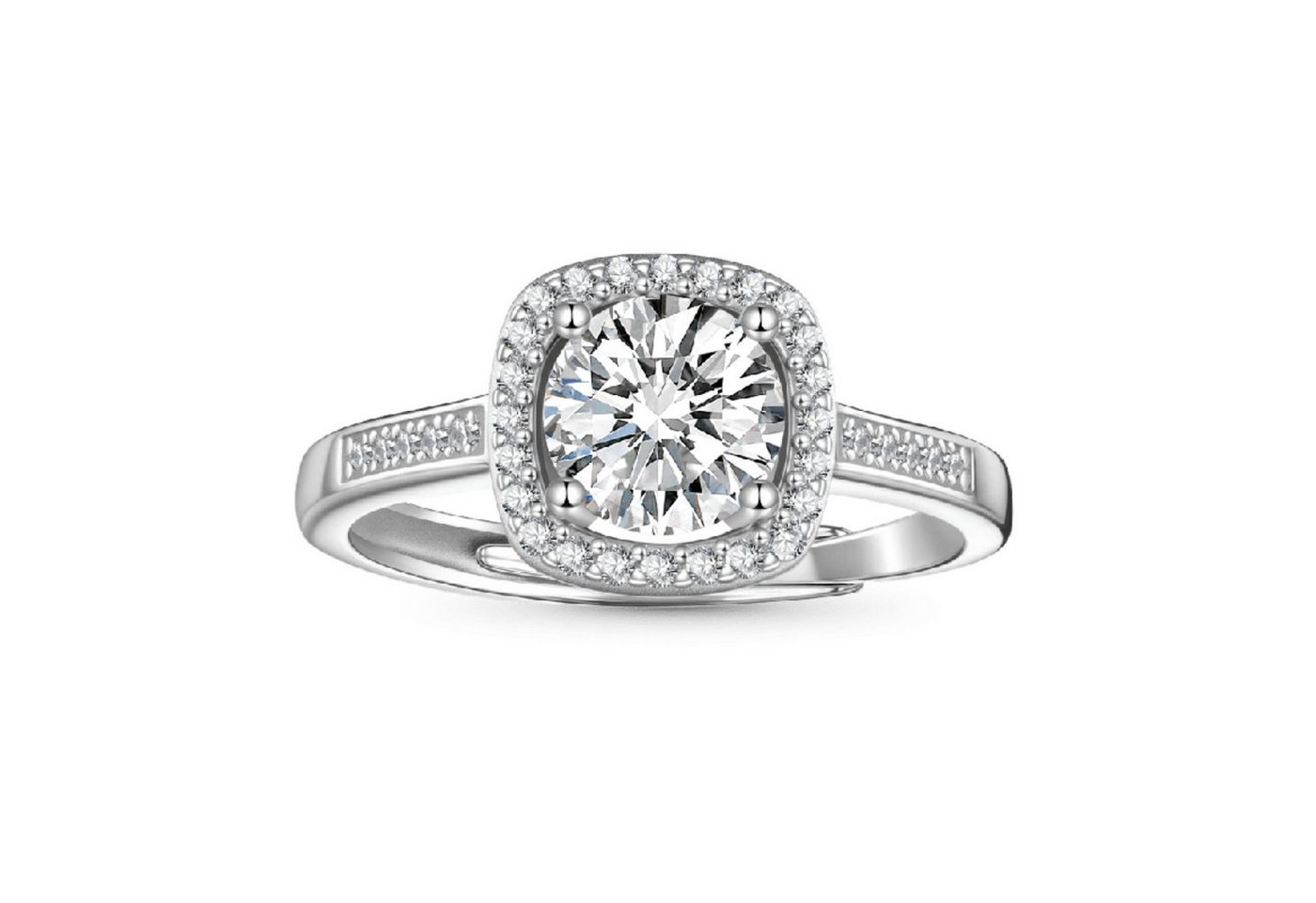 Gnoce Silberring Gnoce Ring Klassischer Kissenschliff Halo Silber JAR080-7 von Gnoce