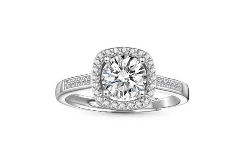 Gnoce Silberring Gnoce Ring Klassischer Kissenschliff Halo Silber JAR080-7 von Gnoce