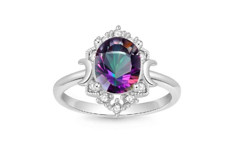 Gnoce Silberring Gnoce Ring mit violett-grünem Stein IGR036-7 von Gnoce