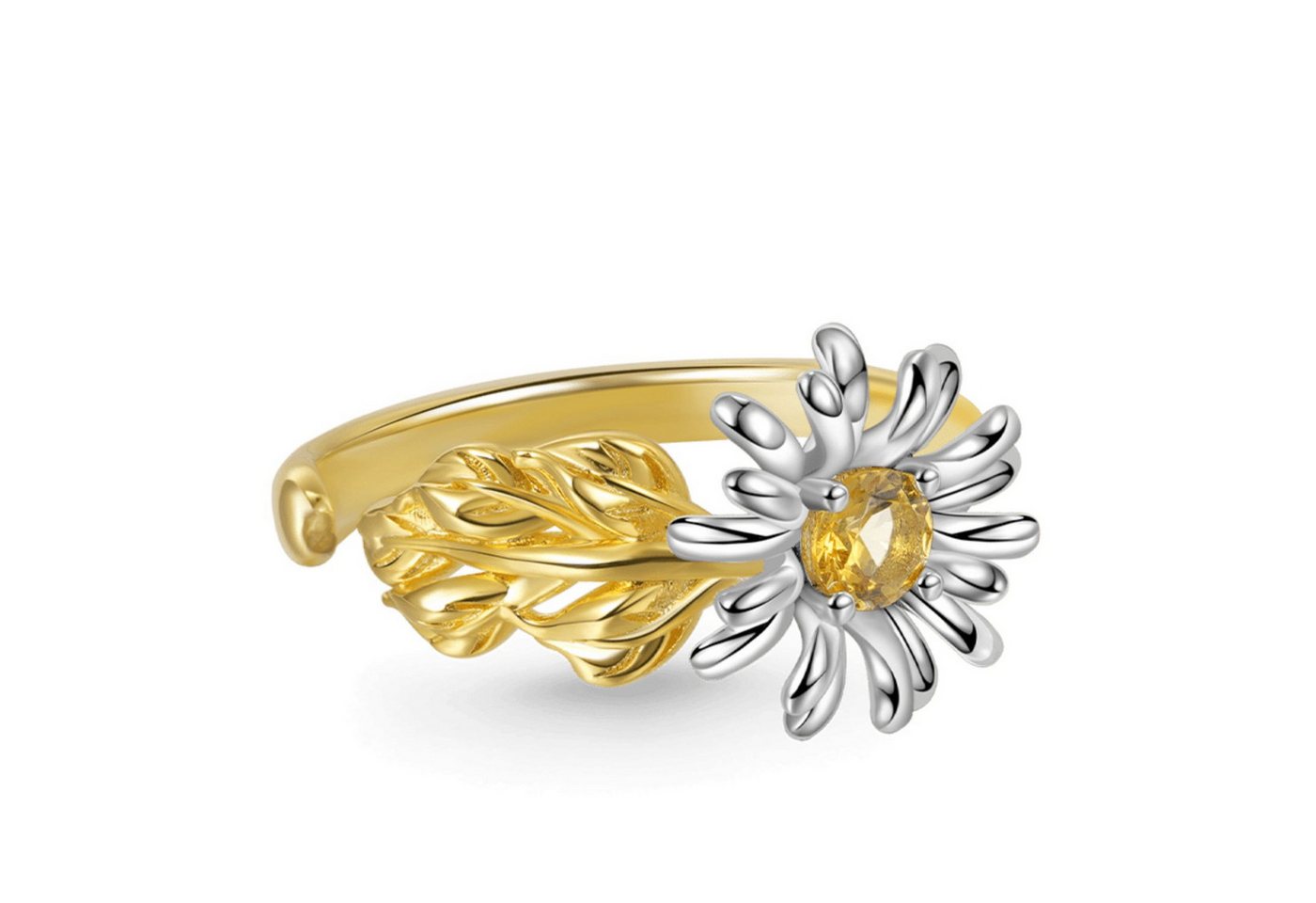 Gnoce Silberring Gnoce verstellbarer Ring Gänseblümchen Silber vergoldet EYR001 von Gnoce