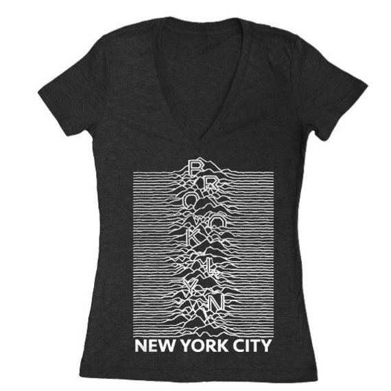 Bk Vintage Konzert T-Shirt - Womens Ausgestattet Vneck T-Shirt Musik Sound Waves Brooklyn Joy Division Closer Kassette Mixtape Dj Retro Schwarz von GnomEnterprises