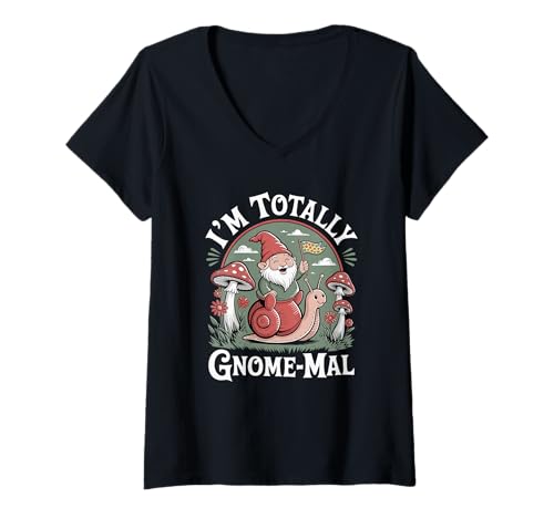 Damen Im Totally Gnomemal Lustiger Zwerg Schnecke Pilz T-Shirt mit V-Ausschnitt Damen Im Totally Gnomemal Lustiger Zwerg Schnecke Pilz T-Shirt mit V-Ausschnitt von Gnome Garden Humor Woodland Snail Mushroom Fantasy