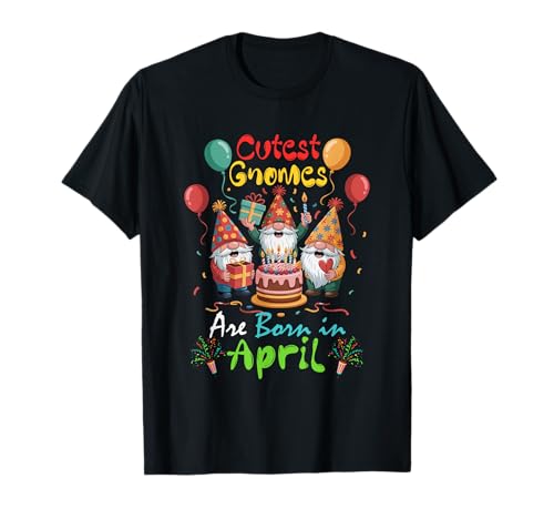 Cutest Gnomes Funny Birthday April Colorful Costume Kids T-Shirt von Gnomes Birthday Costume