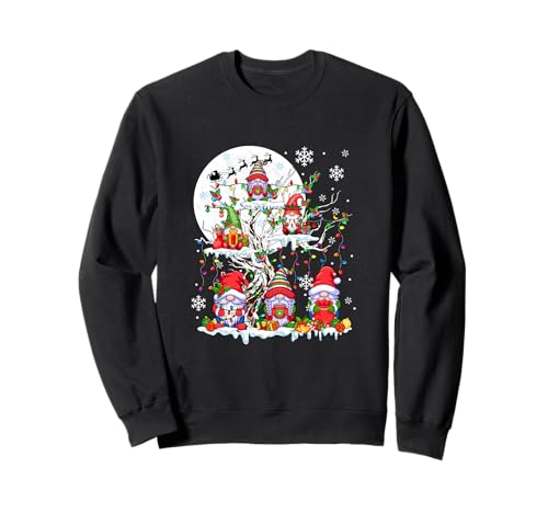 Christmas Group Gnomes On Tree Colorful Lights Family Kids Sweatshirt von Gnomes Christmas Costume