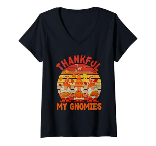 Damen Thanksgiving im Vintage-Look „Danke für Meine Gnomies“, Erntedankfest, Herbst T-Shirt mit V-Ausschnitt Damen Thanksgiving im Vintage-Look „Danke für Meine Gnomies“, Erntedankfest, Herbst T-Shirt mit V-Ausschnitt von Gnomes Thanksgiving Costume