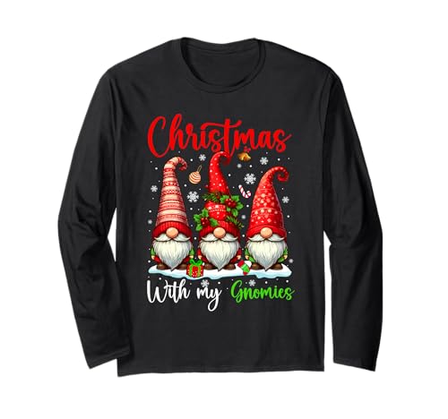 Weihnachten mit Meinen Gnomien, DREI Zwerge, Schneeliebhaber, für Kinder Langarmshirt von Gnomes Thanksgiving Costume