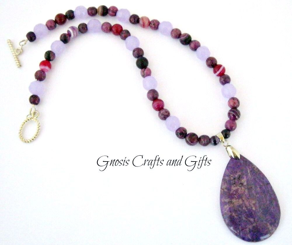 Achat Und Druzy Tropfen Anhänger Halskette Für Frauen, Schmuck Geschenk Achat Und Druzy Tropfen Anhänger Halskette Für Frauen, Schmuck Geschenk von GnosisCraftsandGifts