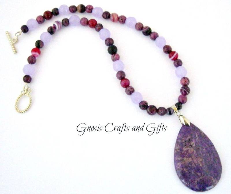 Achat Und Druzy Tropfen Anhänger Halskette Für Frauen, Schmuck Geschenk von GnosisCraftsandGifts