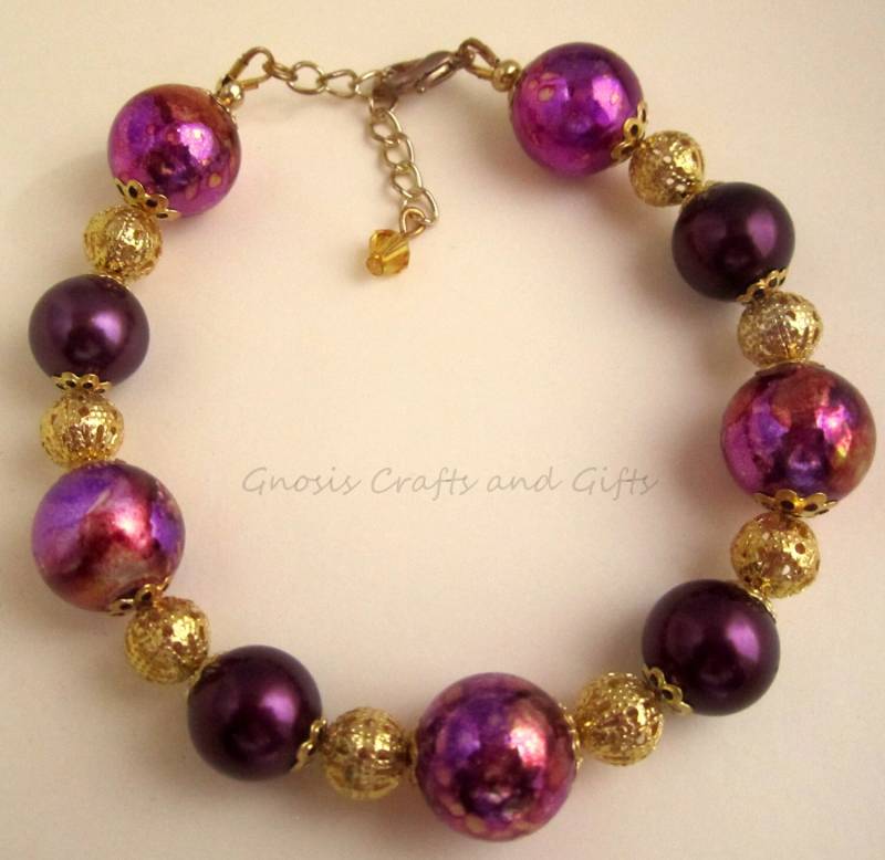 Chunky Perlen Armband Mit Marmorierten Perlen, Boho Schmuck Geschenke Für Sie Chunky Perlen Armband Mit Marmorierten Perlen, Boho Schmuck Geschenke Für Sie von GnosisCraftsandGifts