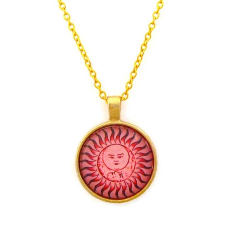 Halskette Mit Sonne Und Mond Glaskuppel Anhänger Halskette Mit Sonne Und Mond Glaskuppel Anhänger von GnosisCraftsandGifts