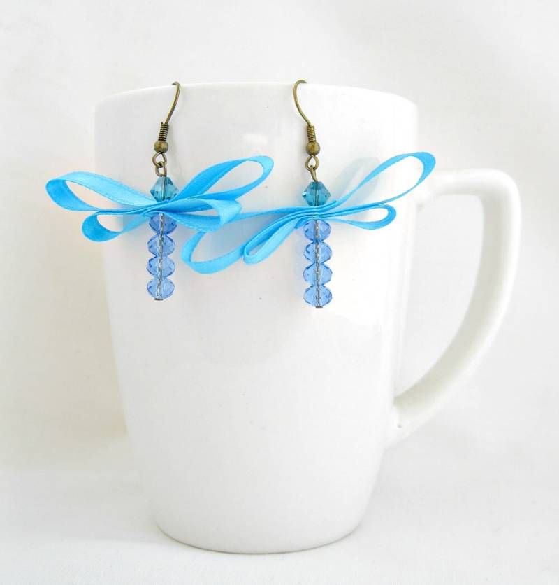 Türkisfarbene Libellen Ohrringe Mit Swarovski Kristallen Türkisfarbene Libellen Ohrringe Mit Swarovski Kristallen von GnosisCraftsandGifts