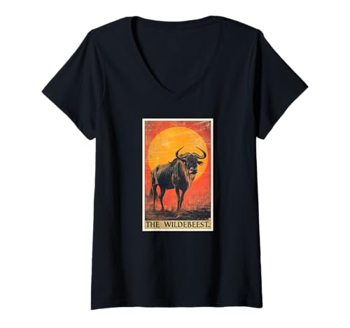 Damen GNU Tarot Karte Gnus GNU T-Shirt mit V-Ausschnitt von Gnus Gnu Tier Shop