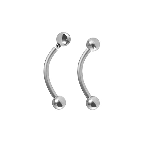 Gnznzko 2 Stück G23 Titan Augenbrauen-Schmuck für Damen und Herren, gebogene Barballs, Körperpiercing, Schmuck, Tragus, Lippenring, 14 G, 16 G, 6–19 mm Gnznzko 2 Stück G23 Titan Augenbrauen-Schmuck für Damen und Herren, gebogene Barballs, Körperpiercing, Schmuck, Tragus, Lippenring, 14 G, 16 G, 6–19 mm von Gnznzko