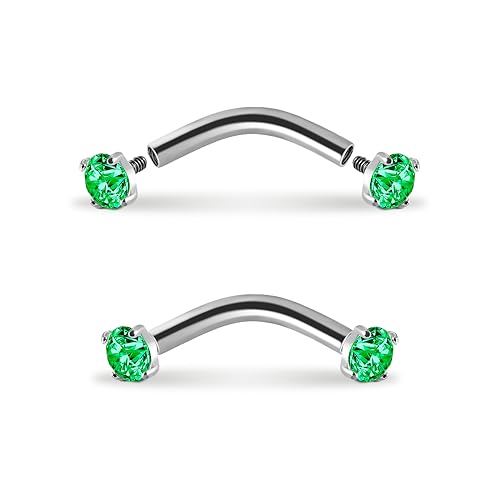 Gnznzko Augenbrauen-Schmuck für Frauen mit Zirkonia, 14 G, G23, gebogen, Barballs, Körperpiercing, Augenbrauen, Brustwarzenpiercing, 2 Stück Gnznzko Augenbrauen-Schmuck für Frauen mit Zirkonia, 14 G, G23, gebogen, Barballs, Körperpiercing, Augenbrauen, Brustwarzenpiercing, 2 Stück von Gnznzko