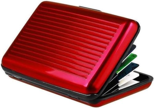 Go Go Gadget - Aluminium Kreditkartenetui - Anti Skimming - Geldausschnitt - Leichte Kartenhalter - Rot, rot red, One-size, Modern von Go Go Gadget