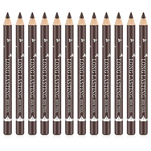 Go Ho 12-teiliges braunes Augenbrauen-Eyeliner-Stift-Set, wasserdichter Augenbrauenstift, langanhaltender schweißfester Eyeliner, Make-up, Augenbrauentönungsstift (dunkelbraun) von Go Ho