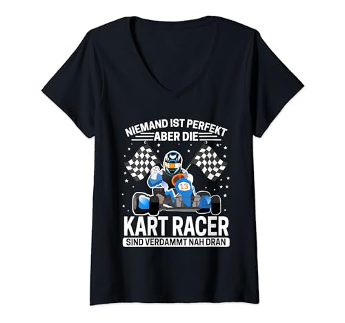 Damen Gokart Geschenk für Rennfahrer Rennkart Rennsport Karting T-Shirt mit V-Ausschnitt Damen Gokart Geschenk für Rennfahrer Rennkart Rennsport Karting T-Shirt mit V-Ausschnitt von Go-Kart fahren Racer Racing Kartfahren Rennsport
