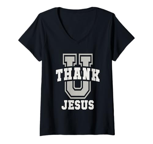 Damen Lustiges Hochschul-DANKESCHÖN Jesus U Graduate Alumni Win T-Shirt mit V-Ausschnitt von Go Sportsball School Teacher Faith Joke Team