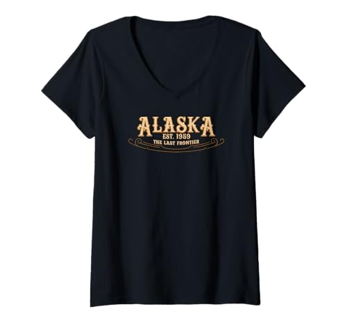 Damen The Last Frontier Alaska T-Shirt mit V-Ausschnitt Damen The Last Frontier Alaska T-Shirt mit V-Ausschnitt von Go State Pride Alaska Designs