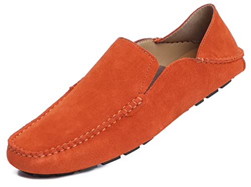 Go Tour Handgefertigte Herren-Loafers, Mokassins, zum Reinschlüpfen, Orange, 42.5 EU von Go Tour