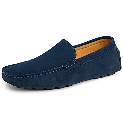 Go Tour Handgefertigte Herren-Slipper aus Wildleder, A Blue, 42.5 EU von Go Tour