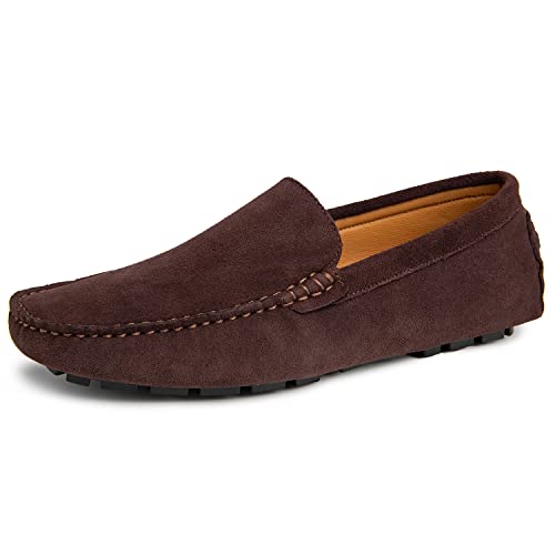 Go Tour Handgefertigte Herren-Slipper aus Wildleder, Ein Braun, 47 EU von Go Tour
