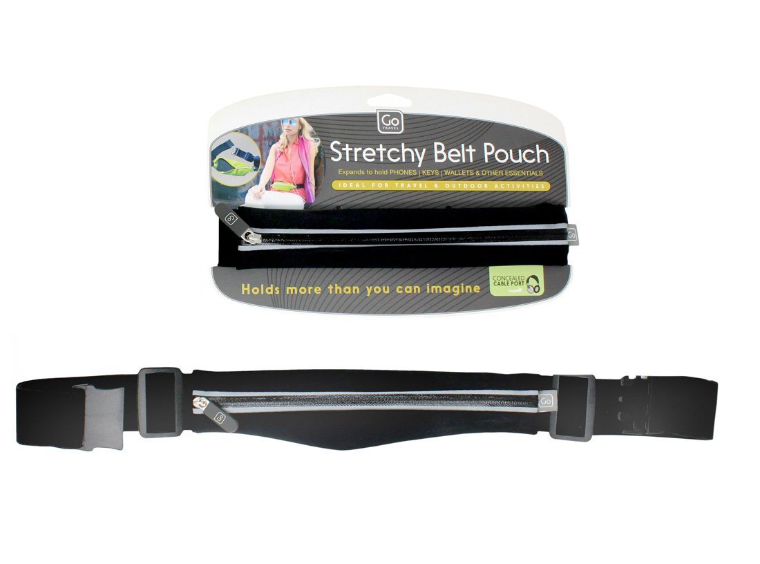 Go Travel Gürteltasche Stretchy Belt Pouch mit Kopfhörerkabeldurchgang, Taillengürtel, schwarz - 620 von Go Travel