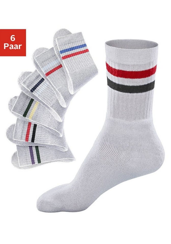 Go in Freizeitsocken (Set, 6-Paar) mit farbigen Streifen von Go in