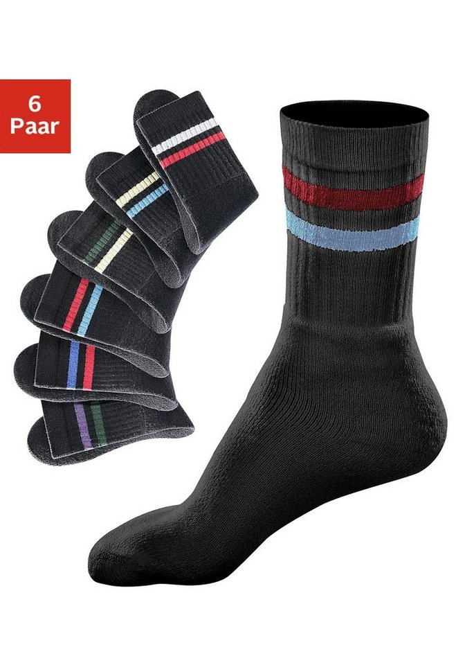 Go in Freizeitsocken (Set, 6-Paar) mit farbigen Streifen von Go in