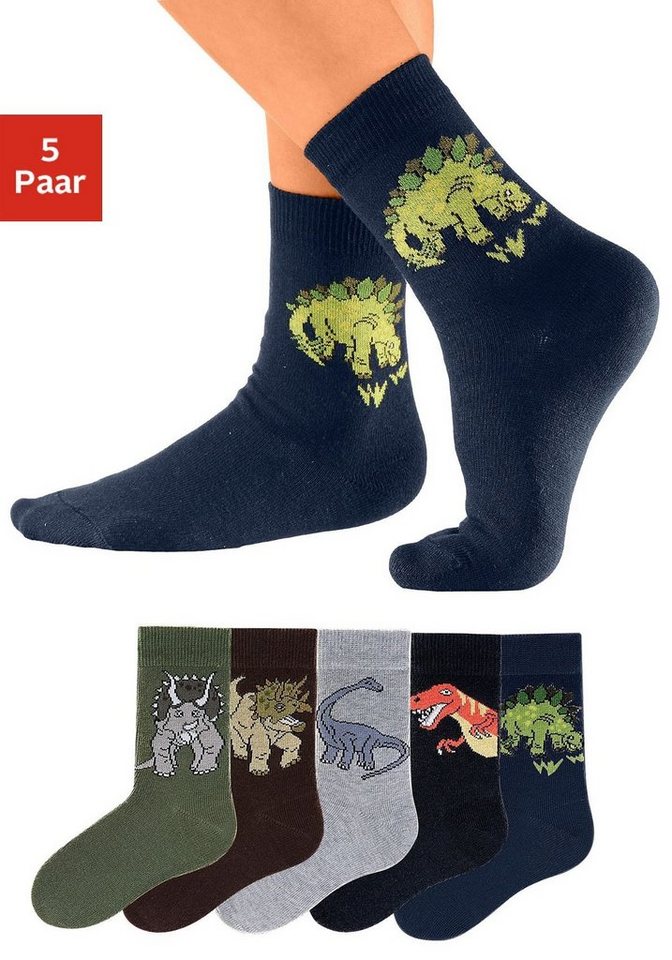 H.I.S Socken (5-Paar) mit Dinosauriermotiven von H.I.S