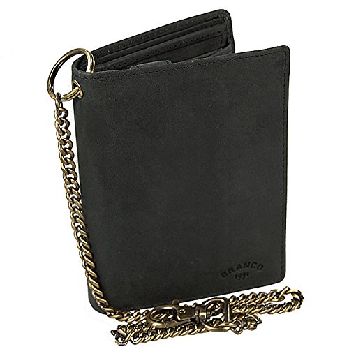 GoBago Biker Geldbeutel mit Kette Geldbörse Portemonnaie aus robusten Leder Kettenbörse im Vintage Look Bikerbörse (Schwarz) von GoBago