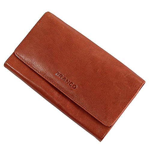 GoBago Große Damen Geldbörse Langformat Portemonnaie Leder Geldbeutel Damenlangbörse (Braun) von GoBago