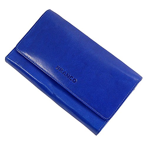 GoBago Große Damen Geldbörse Langformat Portemonnaie Leder Geldbeutel Damenlangbörse (Blau) von GoBago