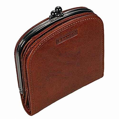 GoBago Damenbörse Portemonnaie Geldbeutel Bügelbörse Damen Geldbörse Leder (Cognac) von GoBago