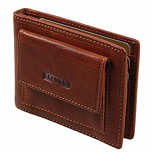 Branco Herren Geldbörse Leder Dollarclip mit Münzfach Geldbeutel Geldclip GoBago (Cognac) von GoBago