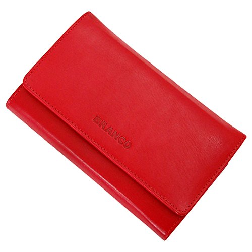 GoBago Damen Langbörse Leder Portemonnaie Geldbeutel Damenbörse Knipsverschluß (Rot) von GoBago
