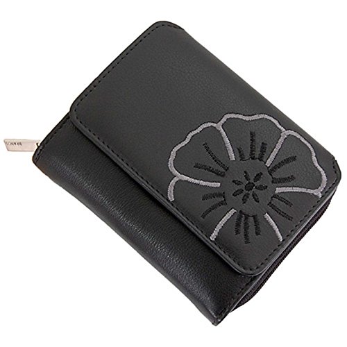 Leder Geldbörse Portemonnaie Geldbeutel Damenbörse (Schwarz) von GoBago