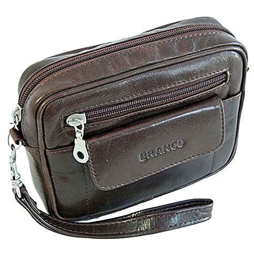 GoBago Branco kleine Leder Herren Handgelenktasche Herrentasche Gürteltasche Festivaltasche (Braun) von GoBago